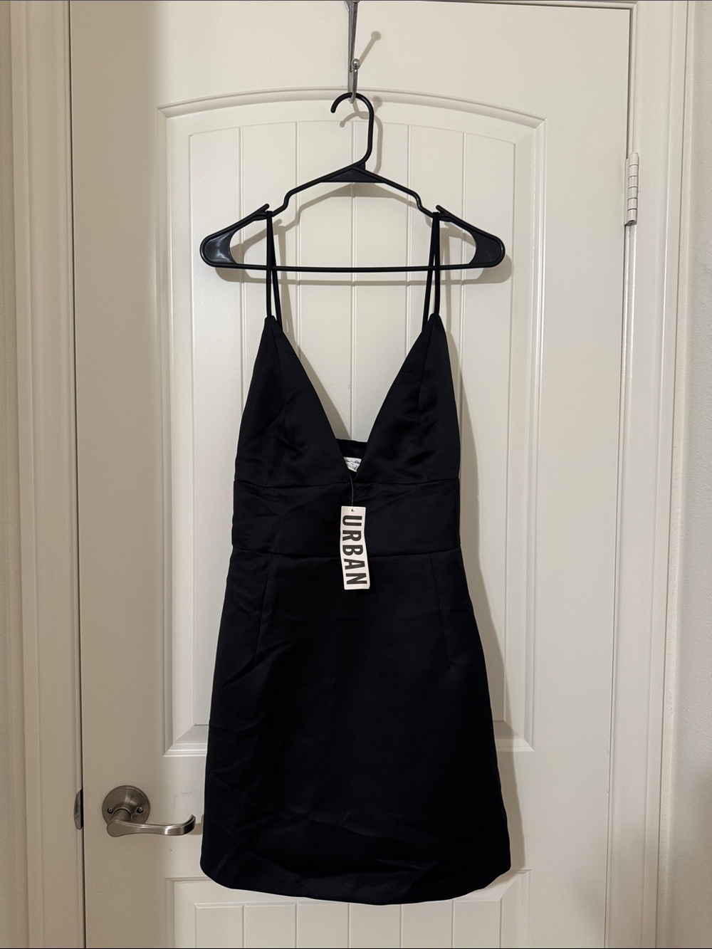 Urban Outfitters Black Satin Mini Slip Dress